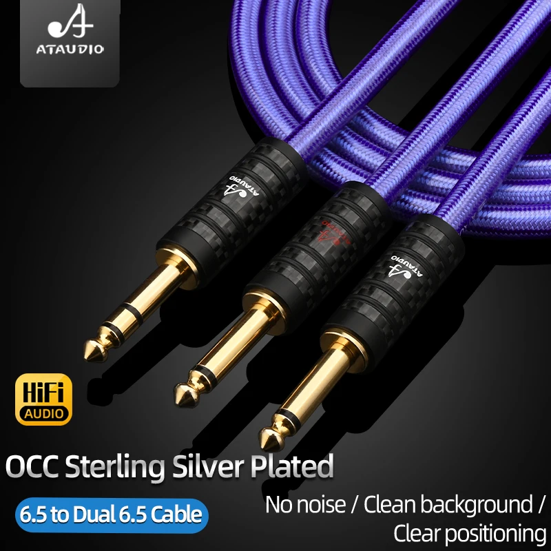 

HiFi 6.5 Split Audio Cable High Quality Silver Plated 6.5mm TRS to Dual 6.5mm TS Piano Speaker Amplifier Cable