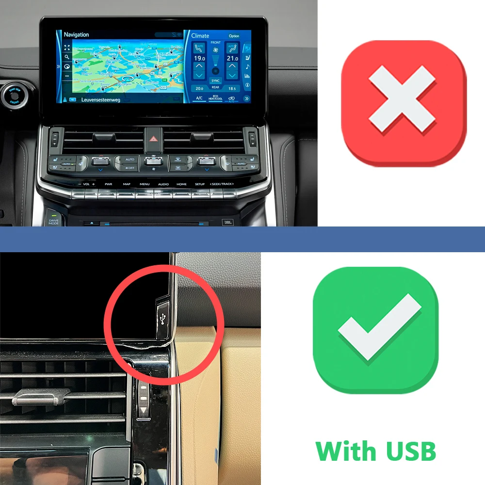 For Toyota Land Cruiser LC300 2023 2022 Car Phone Holder Multimedia Screen With USB Port Wireless Charging Stand Phone Mount