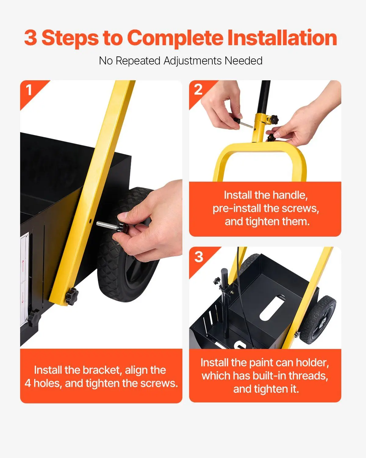 Striping Line Marking Machine 24 x 13 x 35.4 in 4-Wheel Striping Machine Black