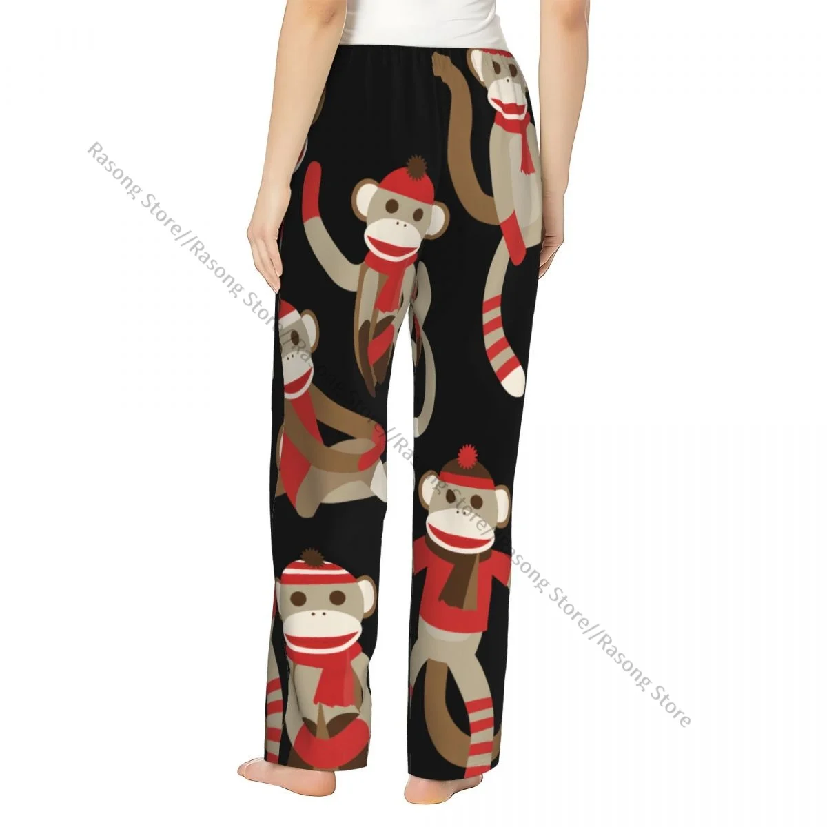 Cozy Flannel Pajama Pants for Women Christmas Sock Monkey Sleep Bottoms Home Loungewear view 3