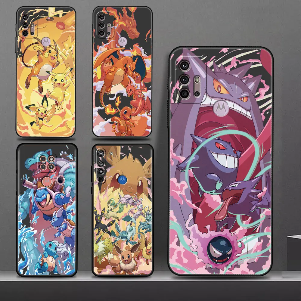 Pokemon P-ikachu Cool Gengar Phone Case For Motorola Edge 20 Pro G51 5G 30 Neo G22 One Fusion G31 G9 Power Cover Silicone Bumper