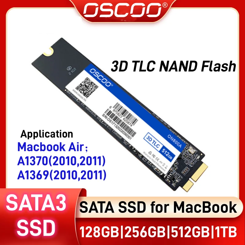 Твердотельный накопитель OSCOO SATA для MacBook 256 ГБ 512 ГБ 1 ТБ для MacBook Air 2010 2011 A1369 A1370, жесткий диск EMC2393 EMC2471, оригинальный SSD