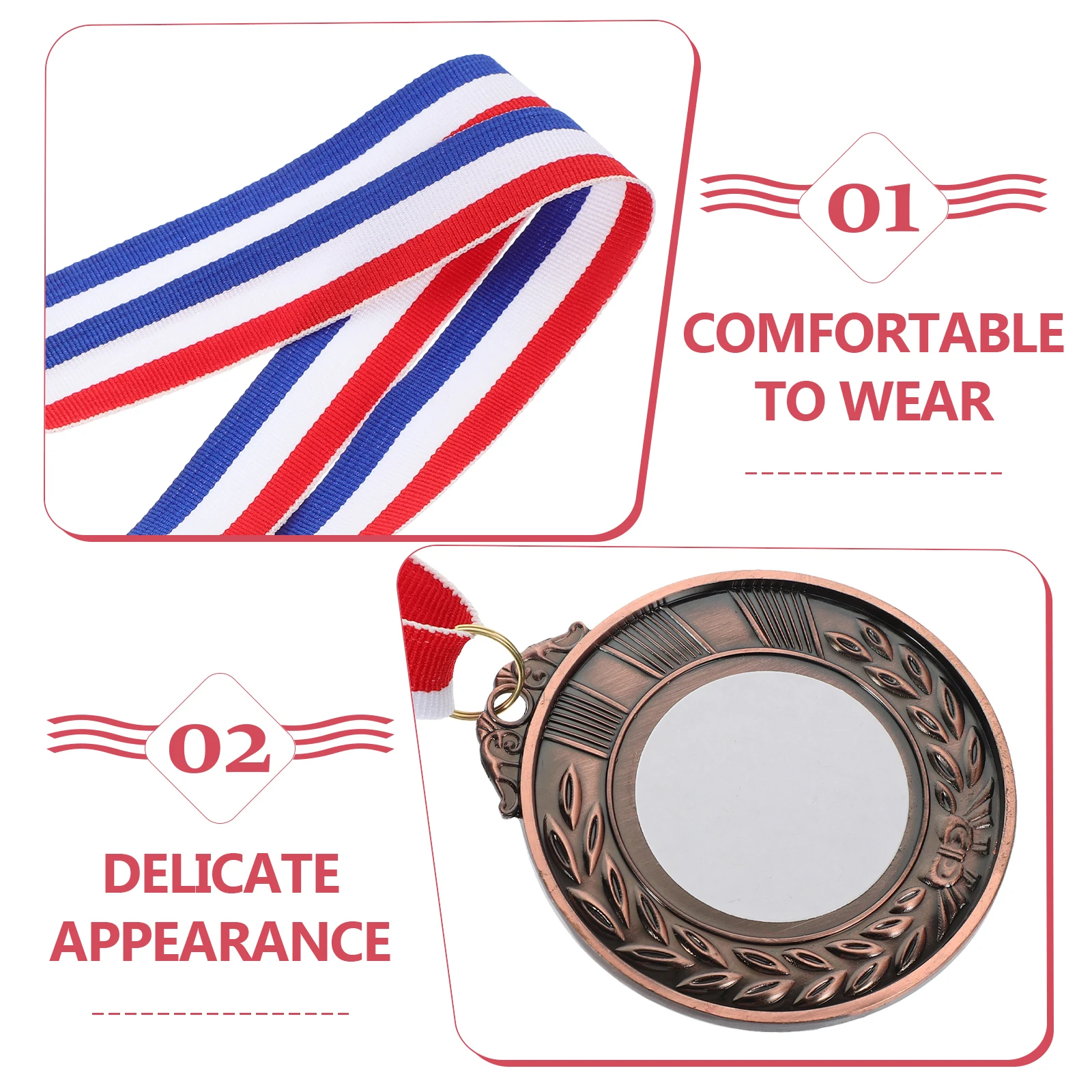 

Blank Medal Award Medals with Neck Ribbon Sublimation for Awards Contest Reward Zinc Alloy Game Child Gold Silver Bronze