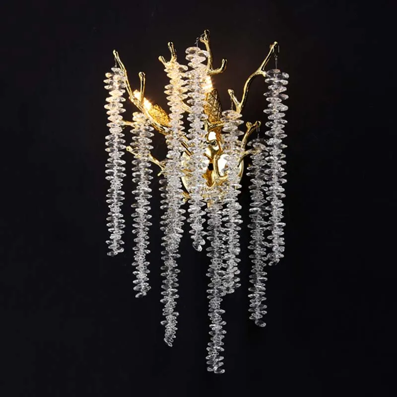 

Postmodern Light Luxury Creative Crystal Branch Wall Lamp Bedroom Living Room Background Decorative Led Lighting