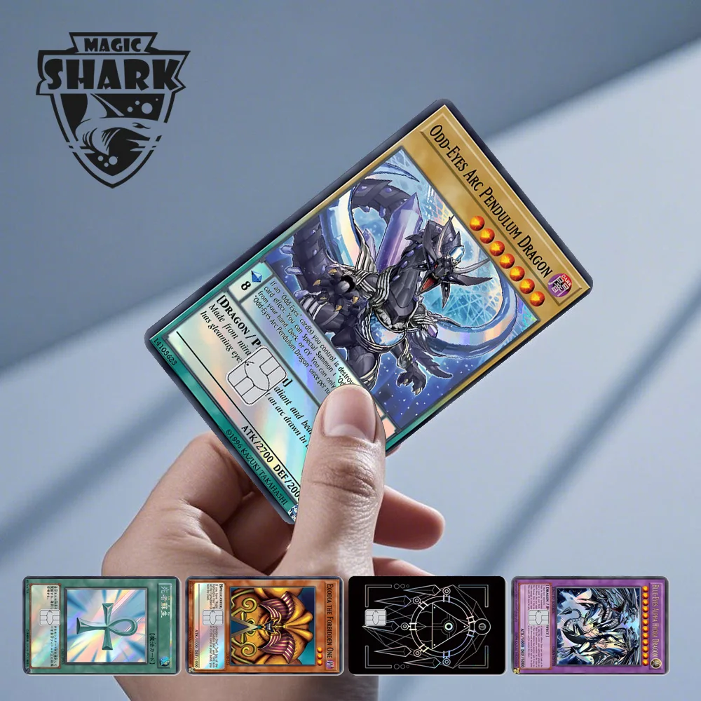 Magic Shark Game Shinny Yo-gi-oh Blue Eyes Dragon Holographic Laser Debit Credit Card Sticker Film Skin Front Cover