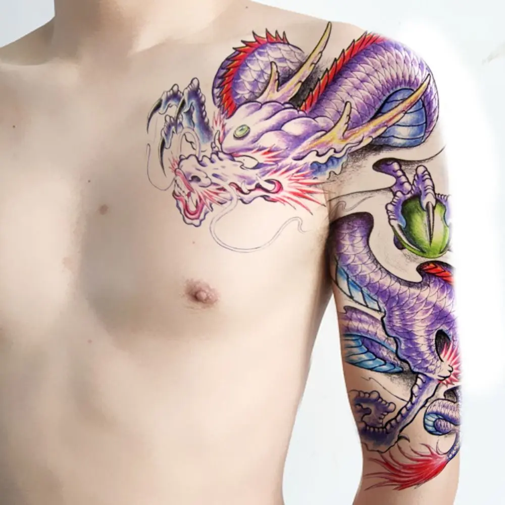 

Dragon Fake Tattoo Sticker Waterproof Durable Half Nail Tattoo Sticker Realistic Long Lasting Temporary Tattoo Sticker Women