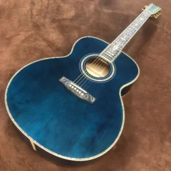 40-inch om45 blue-purple painted real abalone inlaid with black finger acoustic guitar