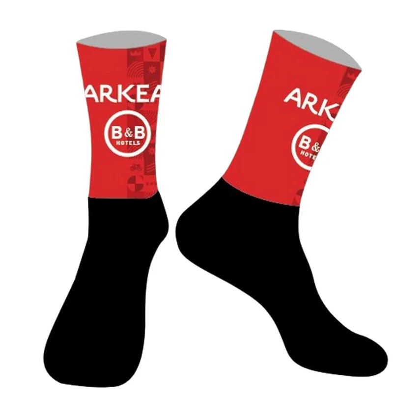 

LASER CUT ONE PAIR 2024 ARKEA BB HOTEL TEAM Cycling Socks Antislip Bike Bicycle Racing MITI Breathable Men and Women