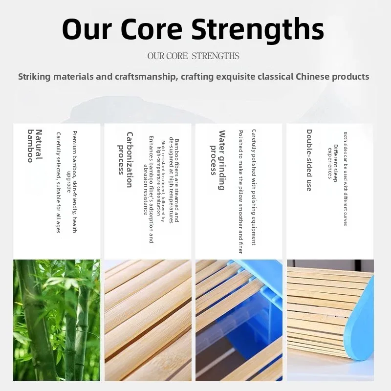 Summer Cooling Bamboo Strip Pillow Double-Sided Hollow Breathable Assembly Neck Pillow Non-Tangle Hair Natural Bamboo Fiber