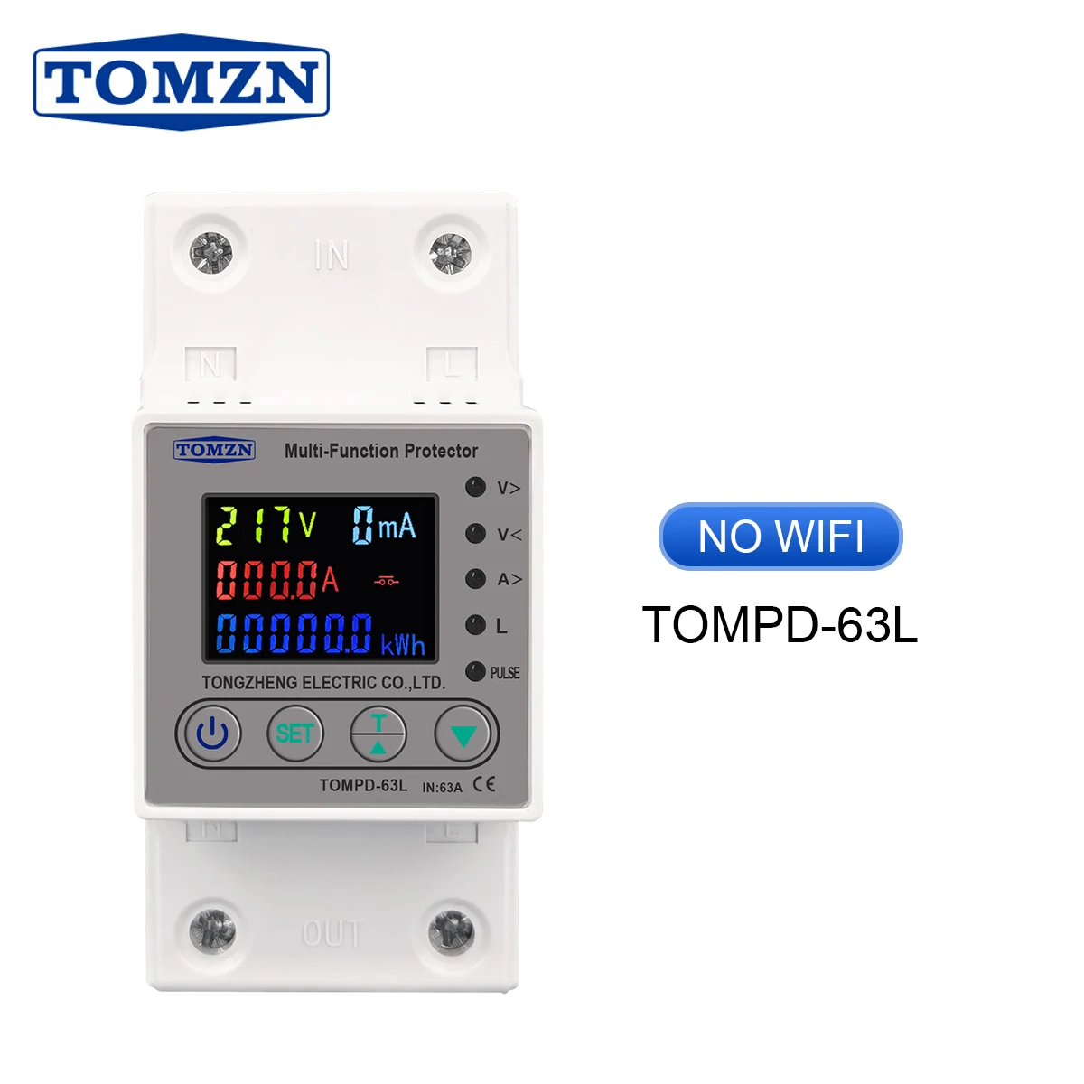 TOMZN 63A 80A WIFI Smart Energy Meter Kwh Metering Circuit Breaker Timer with Voltage Current and Leakage Protection TUYA TOMPD