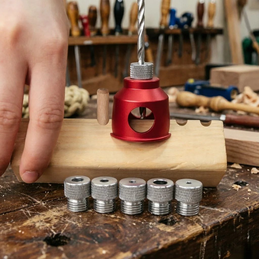 

Woodworking Straight Hole Drilling Machine with 6/8/10mm Drill Bit, Liner and Wooden Nail Straight Hole Drill Bit Guide Device