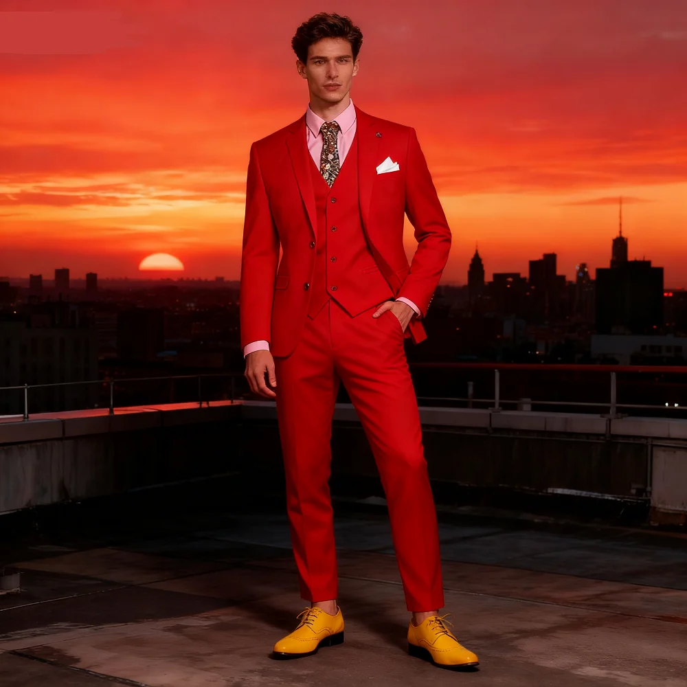 

3 Piece Slim Fit Customized Terno for Men Wedding Groomsmen Elegant Suit Blazer Set for Dance Ball