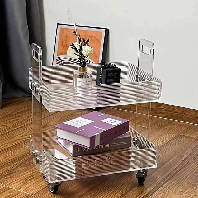 Double Layer Acrylic Storage Trolley, Storage Rack, Transparent, Clear, Dining Room, Living Room, Bar Counter