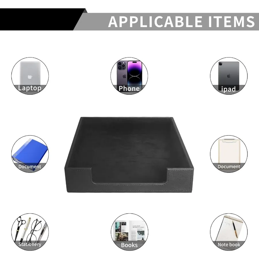 صينية رسائل من جلد البولي يوريثان لمنظم سطح المكتب - حل تخزين مستندات التحميل الأمامي مع حامل ورق A4 ومجلة Fi #6