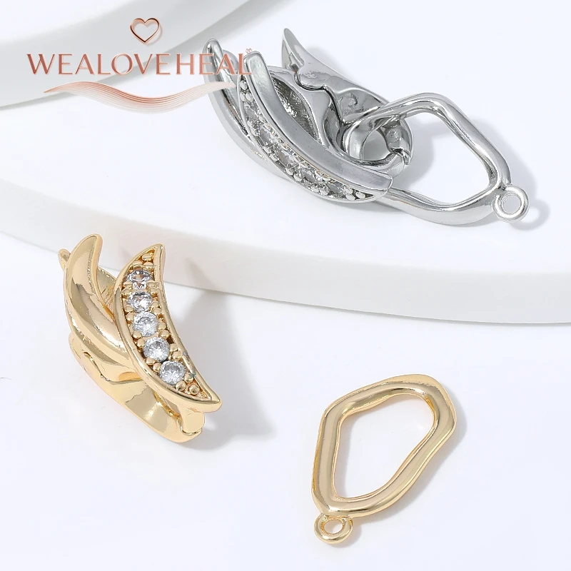 armband verschluss, 1 Stück 18K vergoldeter Messing-Perlenkapselverschluss, mit Zirkonia besetzter Druckknopfverschluss mit Endösen für Perlenarbeiten und DIY-Schmuckzubehör – Detail 18