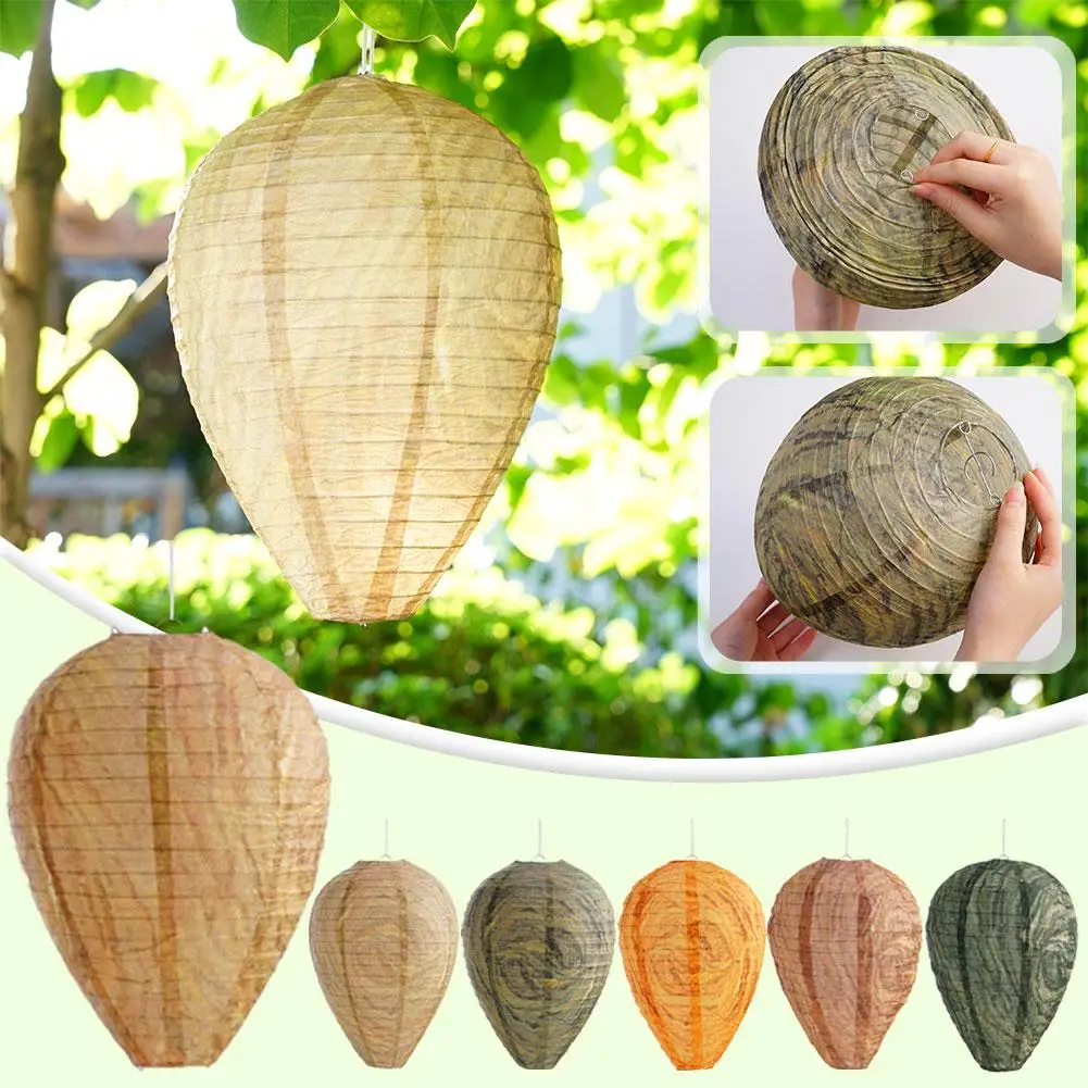 Hanging Wasp Nest Decoy Outdoor Waterproof Fake Wasp Plastic Paper Insects Hornets Lantern Decoy Drive Nest Beehive Nest De G4j1