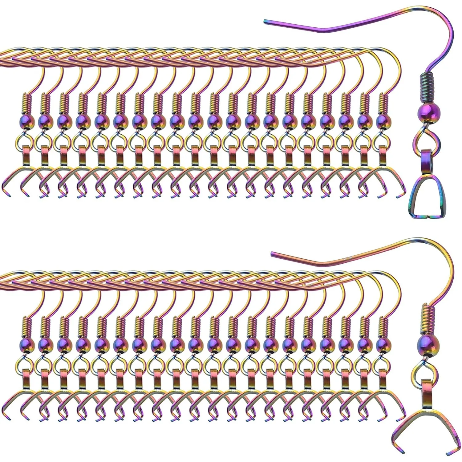

50 шт. гипоаллергенные крючки для сережек из нержавеющей стали с подвесной застежкой для аксессуаров для изготовления ювелирных изделий своими руками, цвет радуги