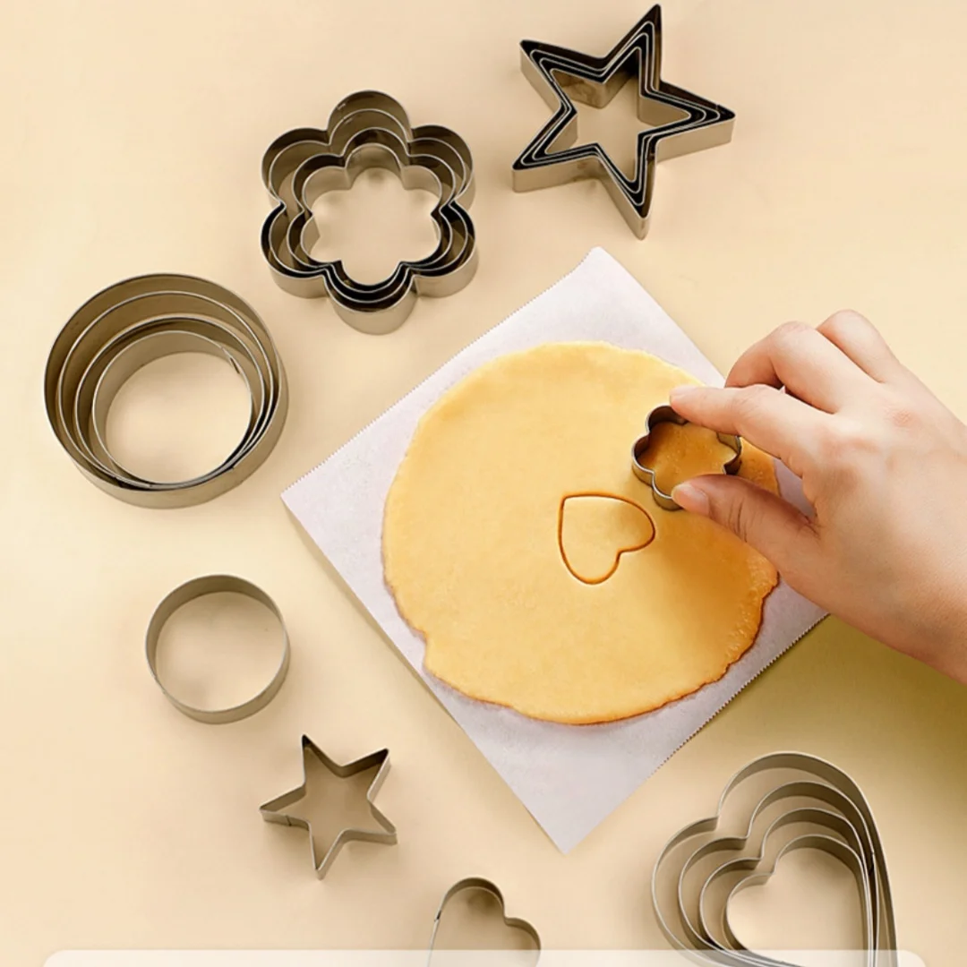 5pcs cookie mold shape set mini star, heart, round, flower cookie stainless steel mold cutter