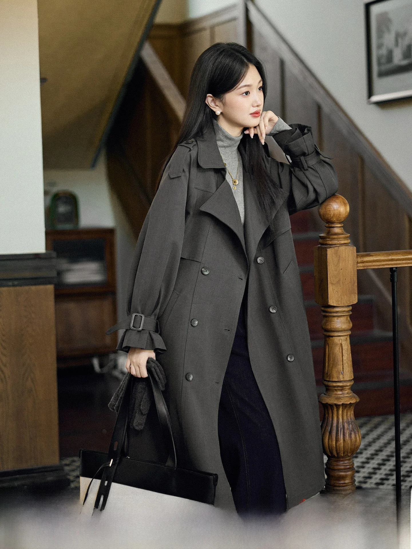 

Sophistied Long Coat Jaet Women's down Jaet 2026 Winter New Sle High Waist Deep ey Color Commute Sle White Du ...