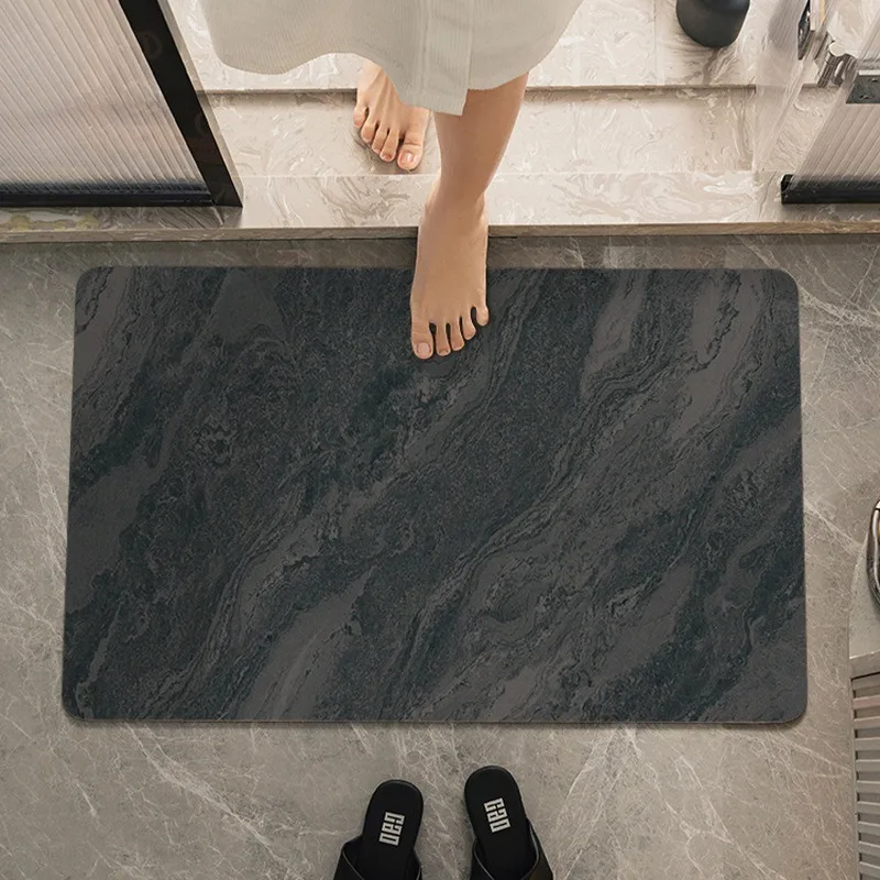 Minimalist Marble Texture Absorbent Draining Mat Super Antiskid Modern Bathroom Floor Pad Quick Dry Non-slip Bath Mat