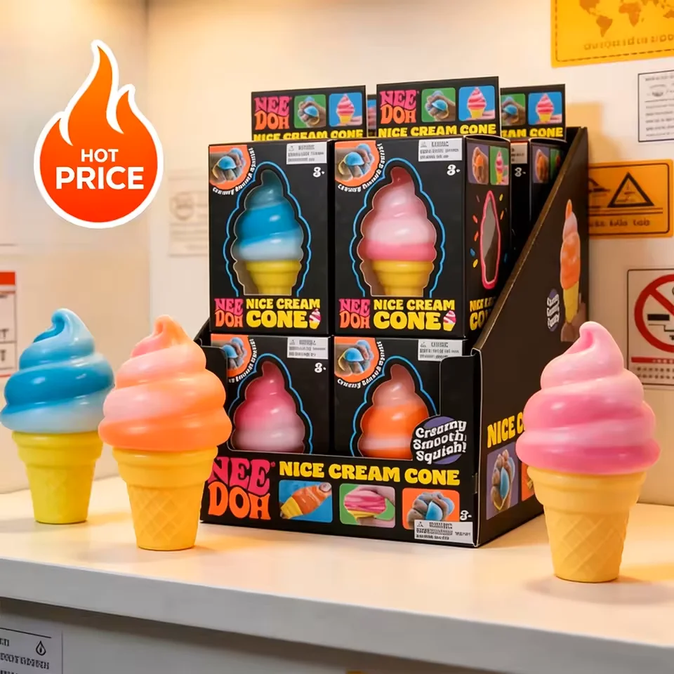 Nuevo Juguete Sensorial Antiestrés con Forma de Helado Colorido Nee-Doh, Cono de Helado, para la Ansiedad y la Concentración, para Adultos y Niños