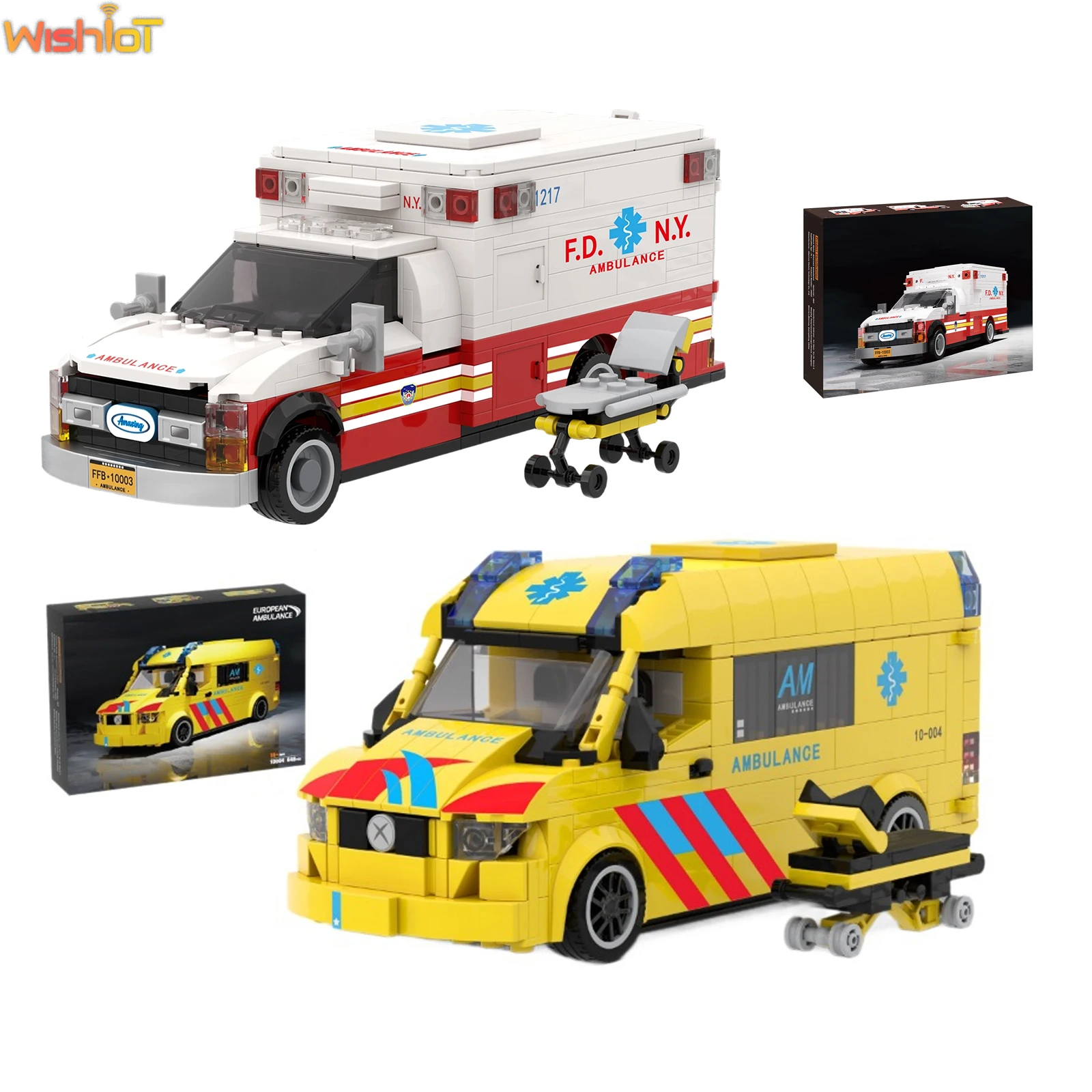 

MOC американские/европейские строительные блоки скорой помощи, имитация модели автомобиля, креативные украшения, сделай сам, больничная сцена, игрушки для мальчиков, подарки