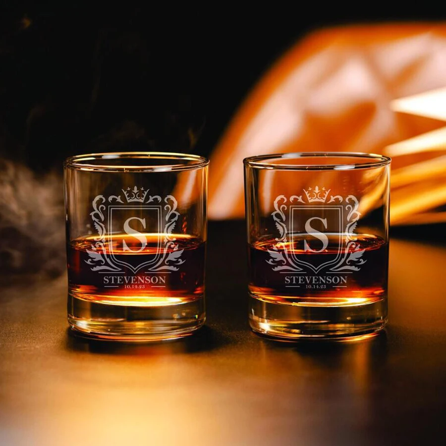 Custom Whiskey Glasses, Personalized, Laser Engraving, Best Man Groomsman Gifts, Bourbon Glasses