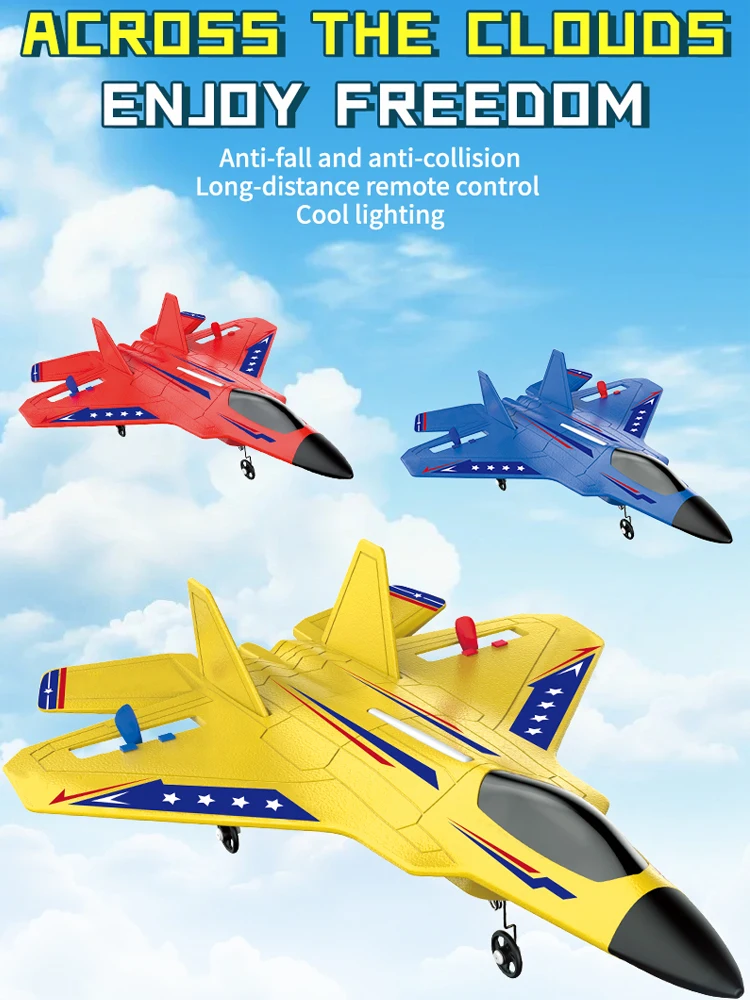 RC Flugzeug 2.4G 2CH F22 Raptor Ferngesteuertes Schaumstoff-Flugzeug mit LED-Lichtern RC Segelflugzeug Handwurf-Flugzeug Spielzeug Geschenke für Kinder