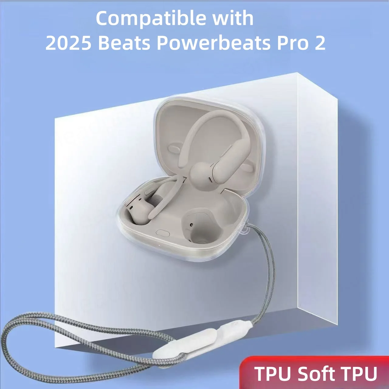 مع حافظة حبل لهاتف Powerbeats pro 2 الجديد 2025 واقي سماعة الرأس من السيليكون الناعم حافظة شفافة لهاتف Powerbeats pro 2