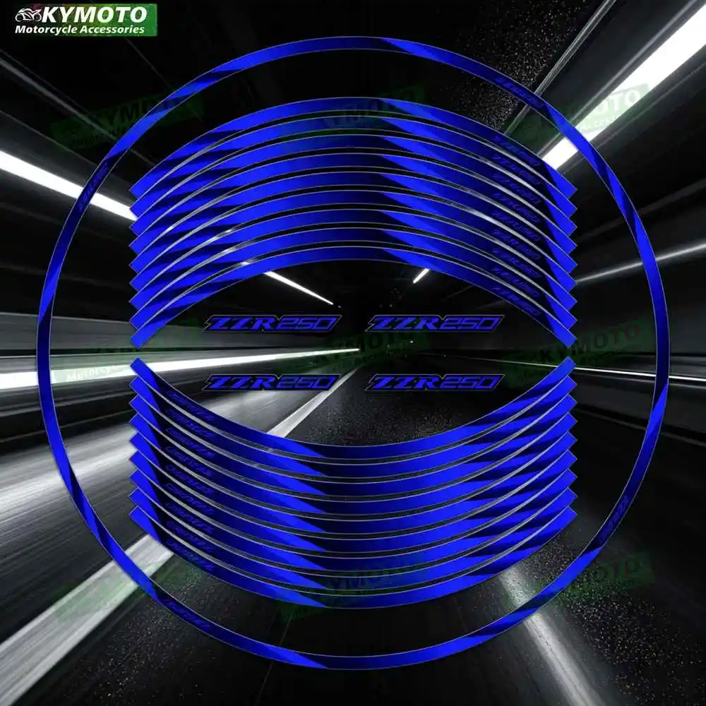 Reflective motorcycle wheel decals for ZZR250 ZZR 250 17-inch front and rear wheel fairings and rims waterproof decal decoration