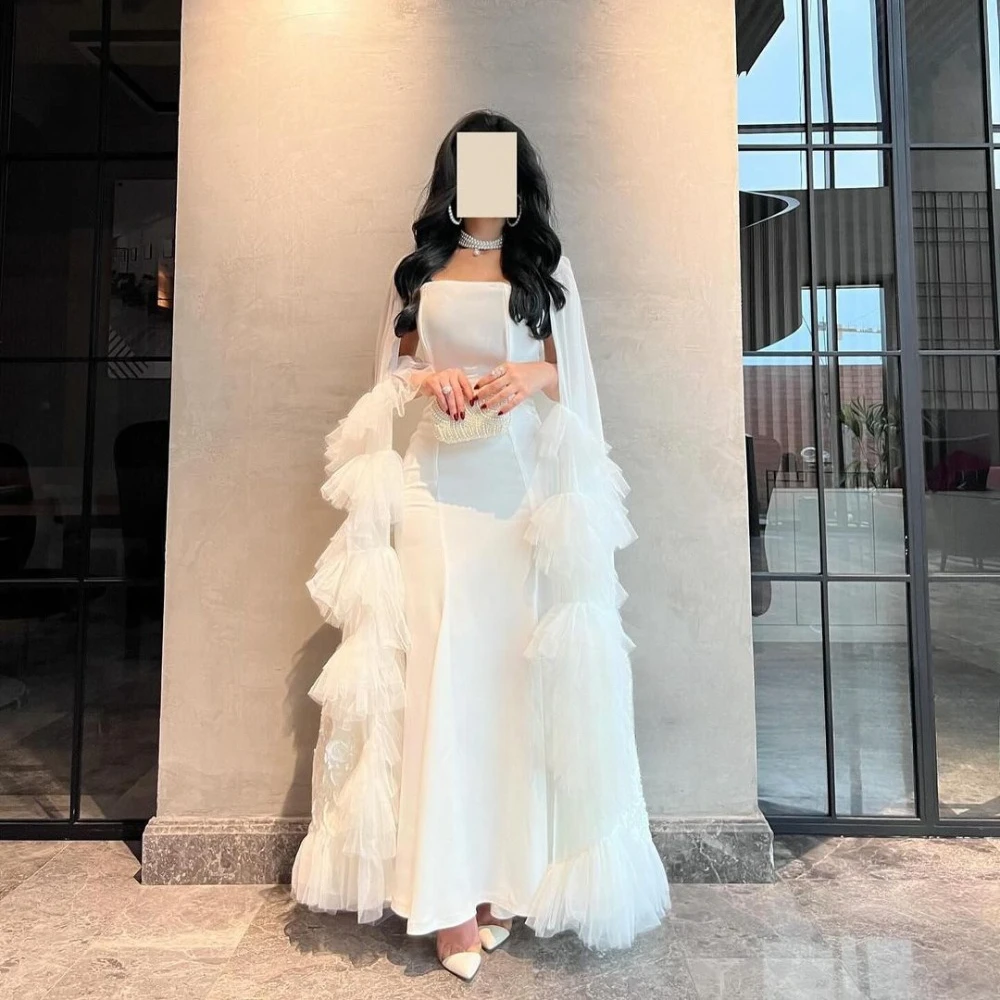 

Customized White Long Dresses Formal Occasion Cocktail Strapless Wedding Party Dress Floor-Length Chiffon Zipper