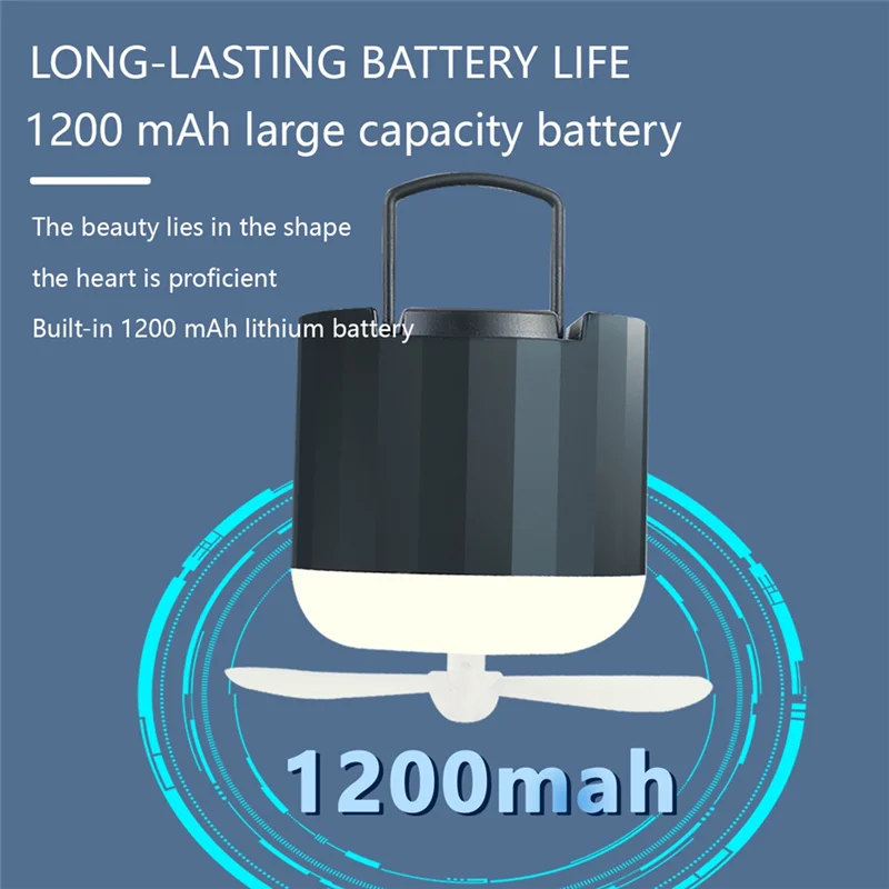 ABJY-مروحة التخييم ضوء مروحة قابلة للشحن USB بالطاقة مروحة مع ضوء وخطاف خيمة مروحة للتخييم مروحة طاولة متعددة الوظائف