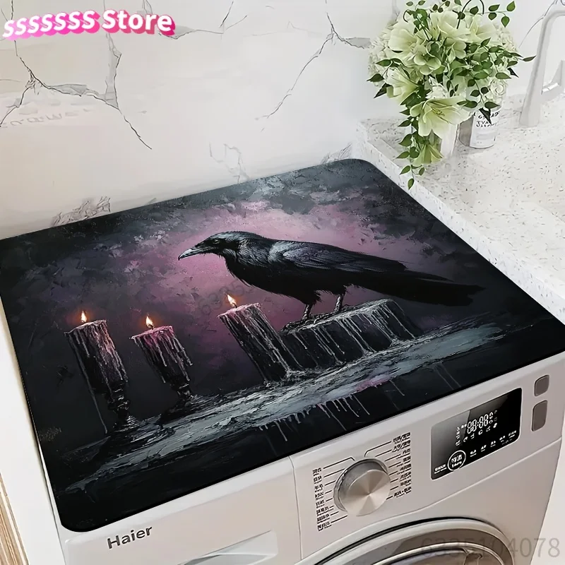 Gothic Raven & Candles Dish Drying Mat & Washer Dryer Top Cover - Non-Slip -Slip Suitable for Laundry Appliances, Dishwasher &