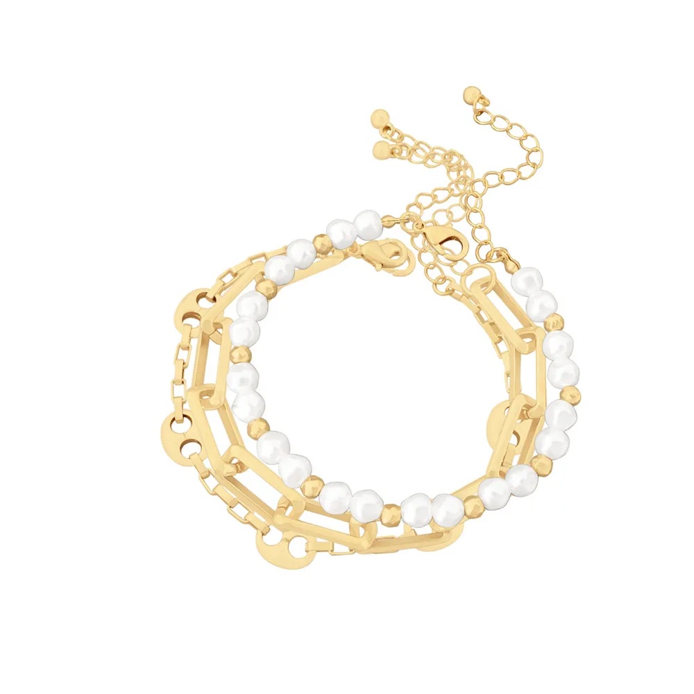 2023 New Korean Pearl Bracelet For Women Charm Gold Color Chain Bangle Girls Fashion Unusual Jewelry