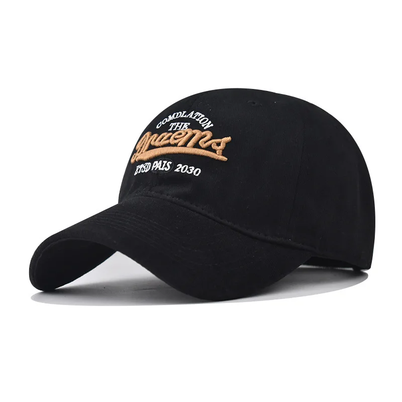 

Washed Cotton D Embroidered Dream Baseball Cap Snapback Hat Versatile Trendy Four Seasons Solid Color Classic Dad Hat