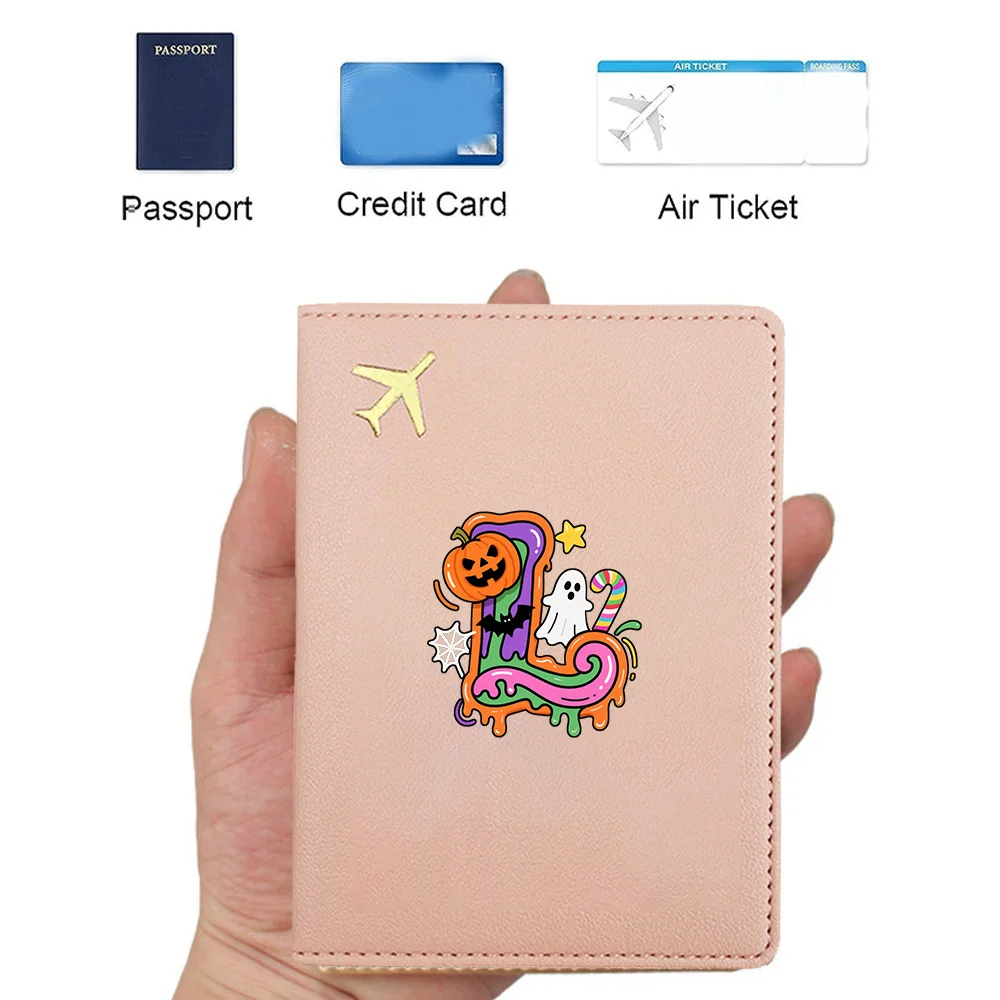 Durable PU Passport Cover Id Card Holder Protective Cover Portable Travel Accessories Unisex Candy Letter Pattern