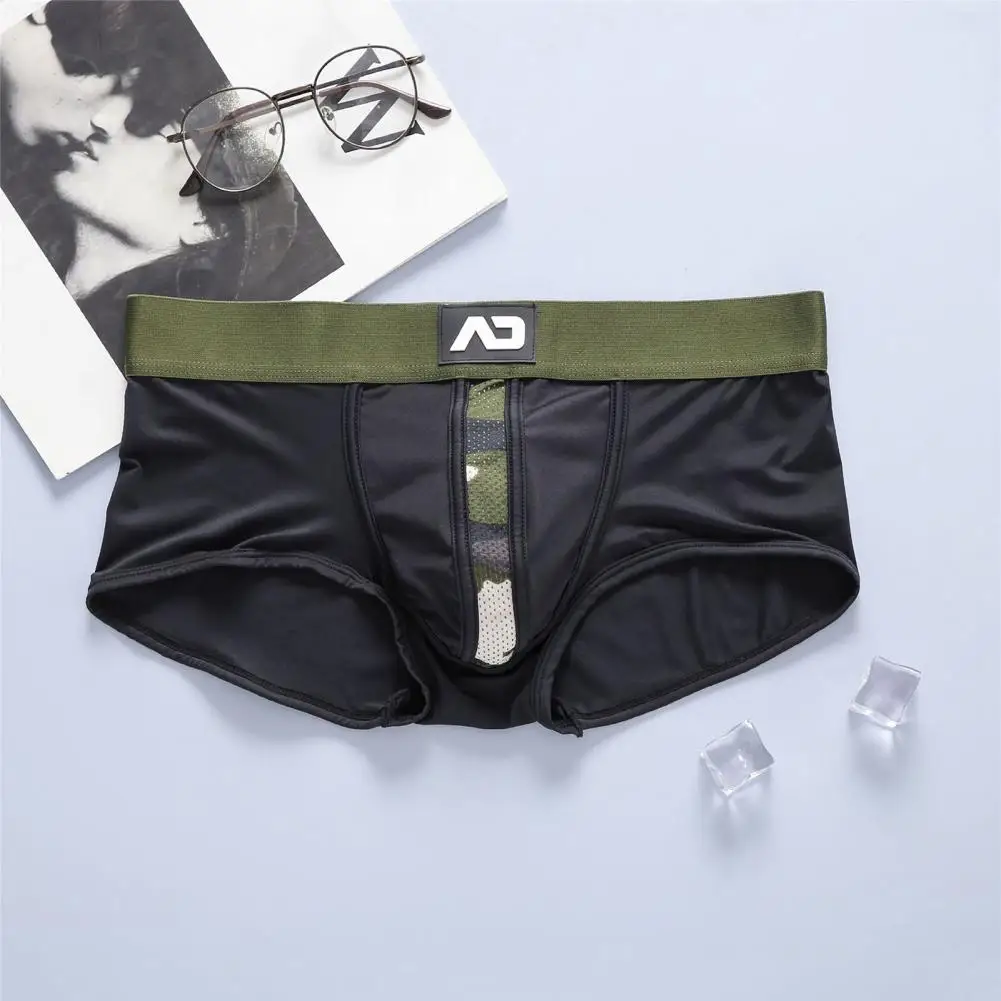 Men Underwear with Widened Elastic Waistband Men\'s Casual Low-rise Patchwork Color Shorts Briefs with 3d U-convex Design for Men