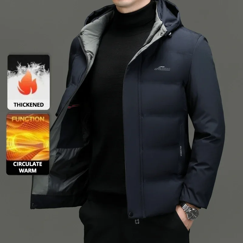 Top Grade Thicken Fashion Hooded Winter Warm Outerwear Designer Business Parka Coat Mens Newest Jacket Windbreaker