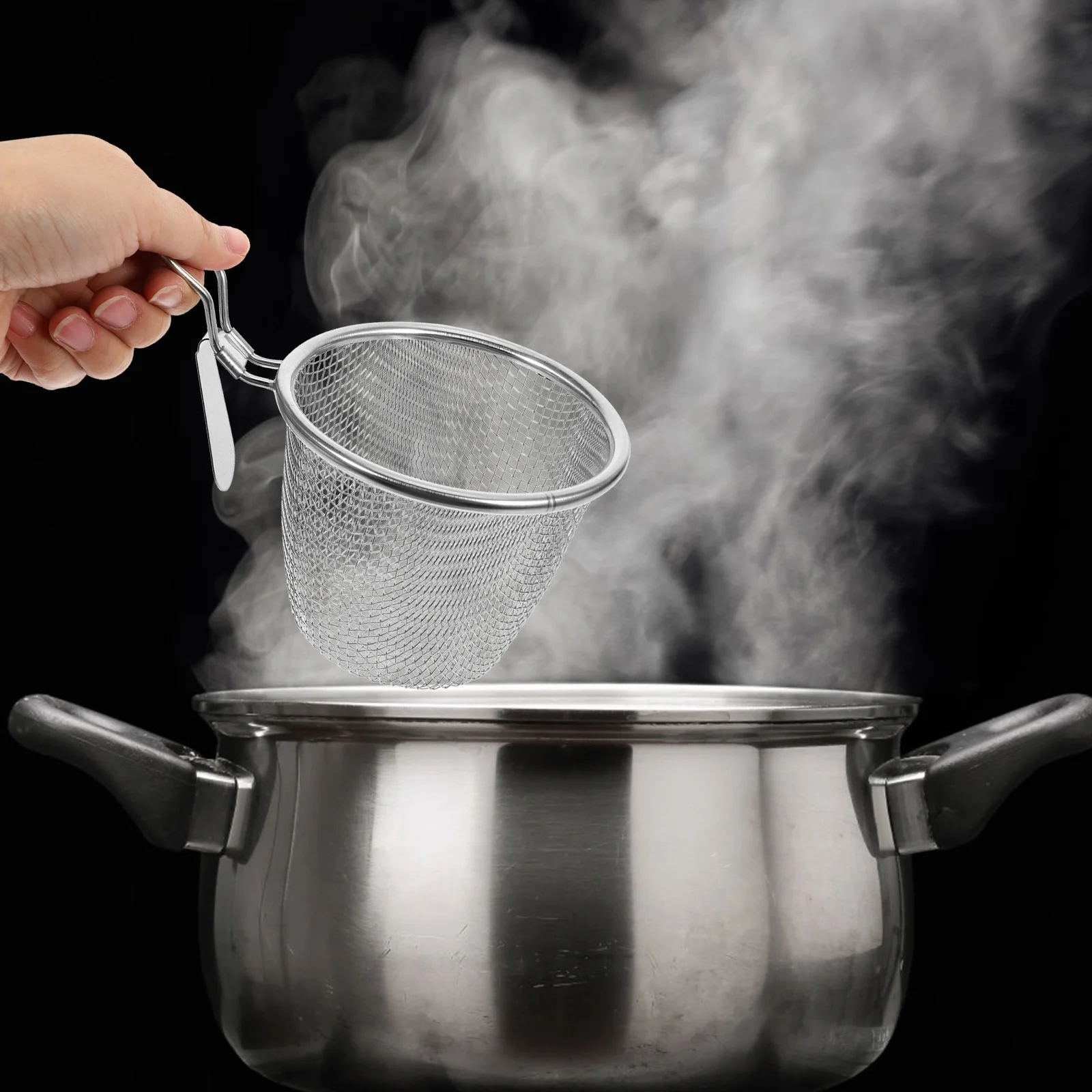 

Stainless Steel Strainer Basket Fine Mesh Noodle Strainer Hot Pot Skimmer Spoon For Pasta Soup Cooking Draining Tool