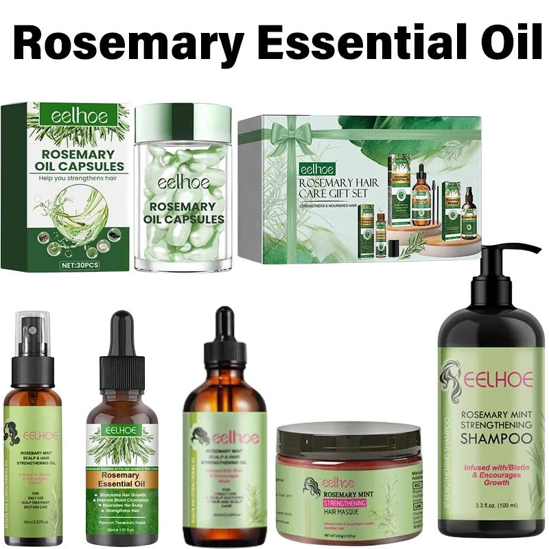 Rosemary Essential Oil Kit Mint Split Ends Dry Spray Nourishing Treatment Hair Mask Strengthening Moisturizing Shampoo Women Men