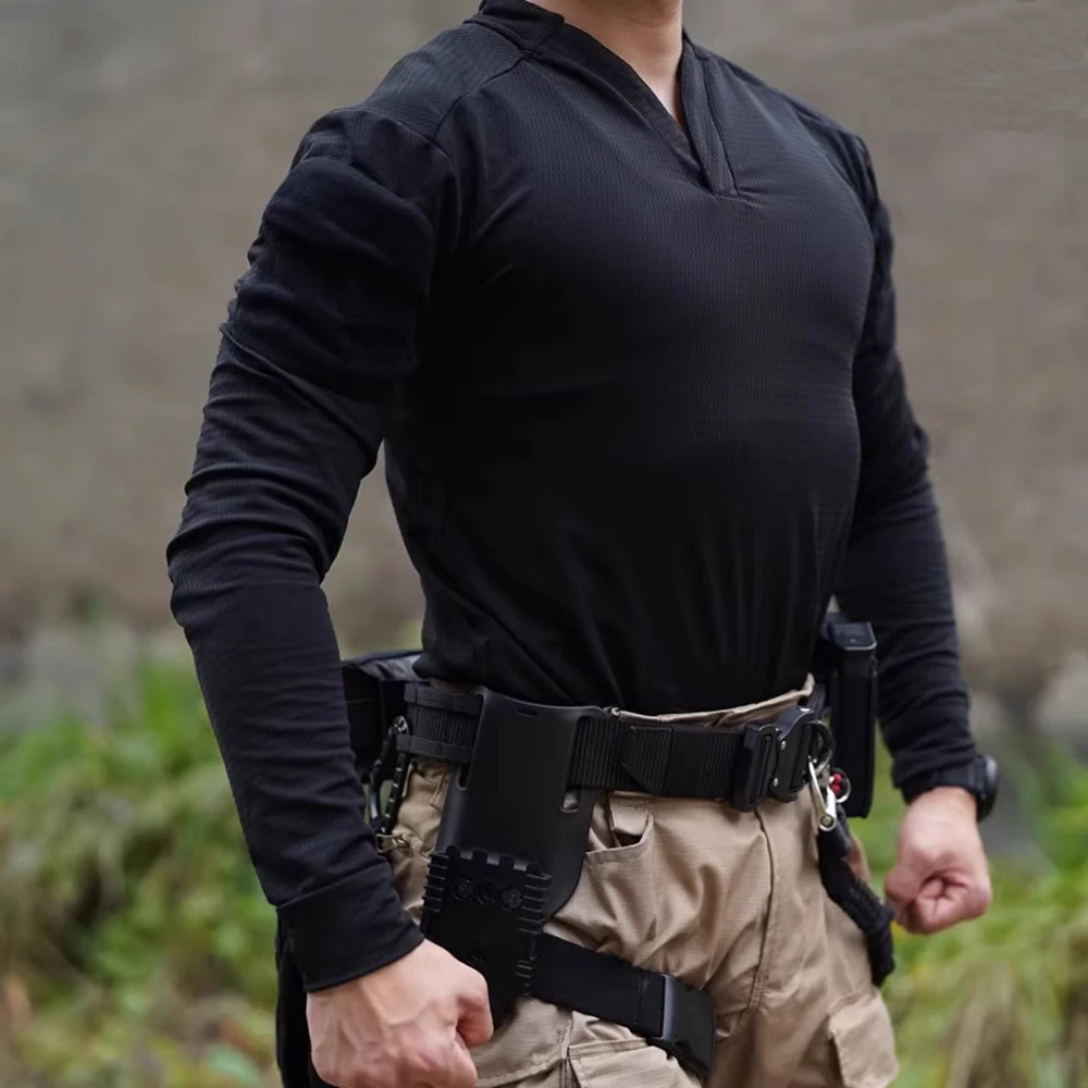 Tactical Velocity Style Rugby Shirt Men's Long Sleeve Short Sleeve Outdoor Training Quick Dry Arm Pocket T‑shirt
