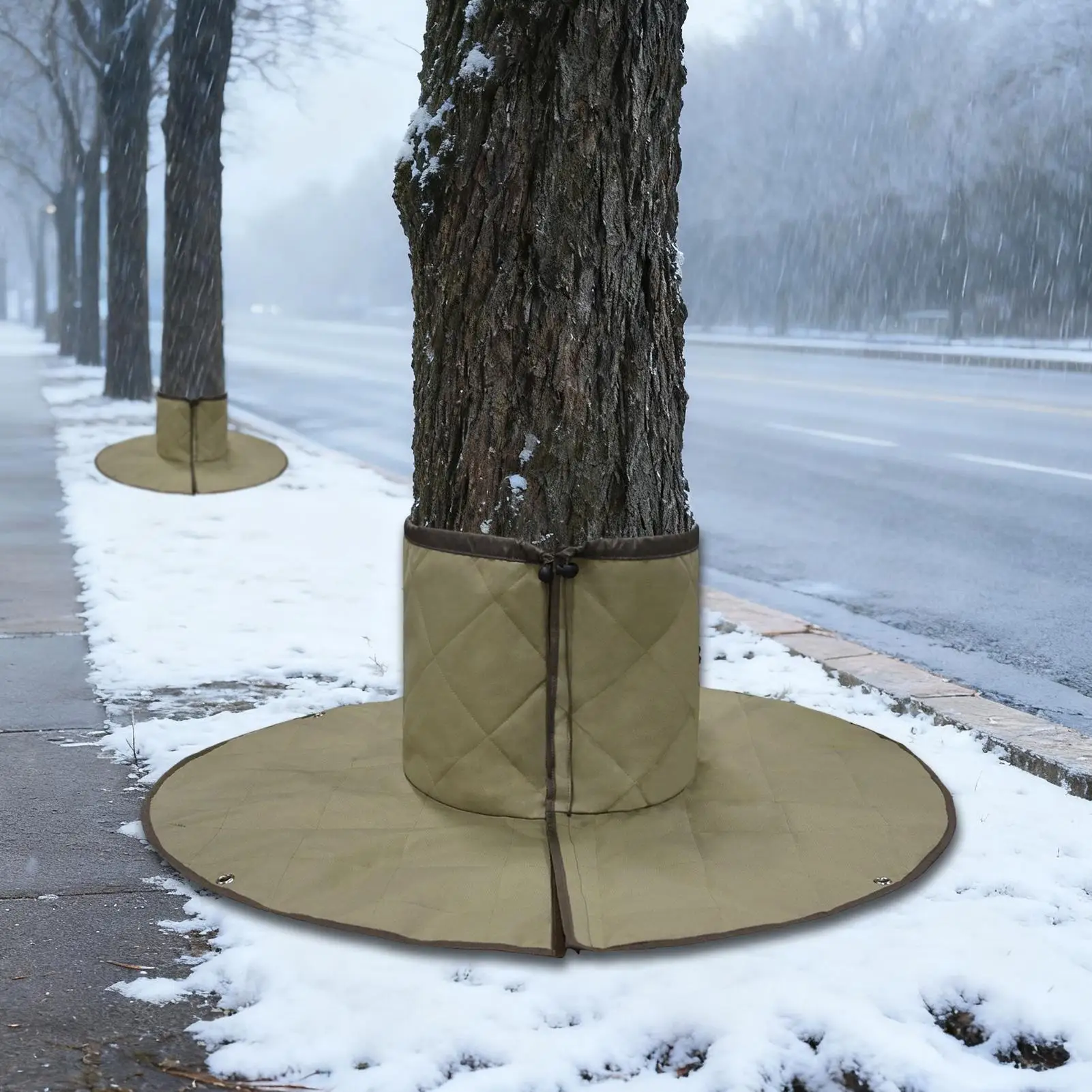 Outdoor Tree Root Frost Cover Adjustable Outdoor Guard Tree Root Protection Cover with 4 Ground Nails for Palm Garden Landscape