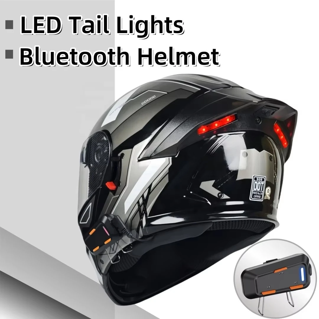 ABS وحدات دراجة نارية خوذات ركوب الأسنان الزرقاء LED أضواء خلفية تحطم خوذة لصانع الدراجات النارية في الهواء الطلق #2