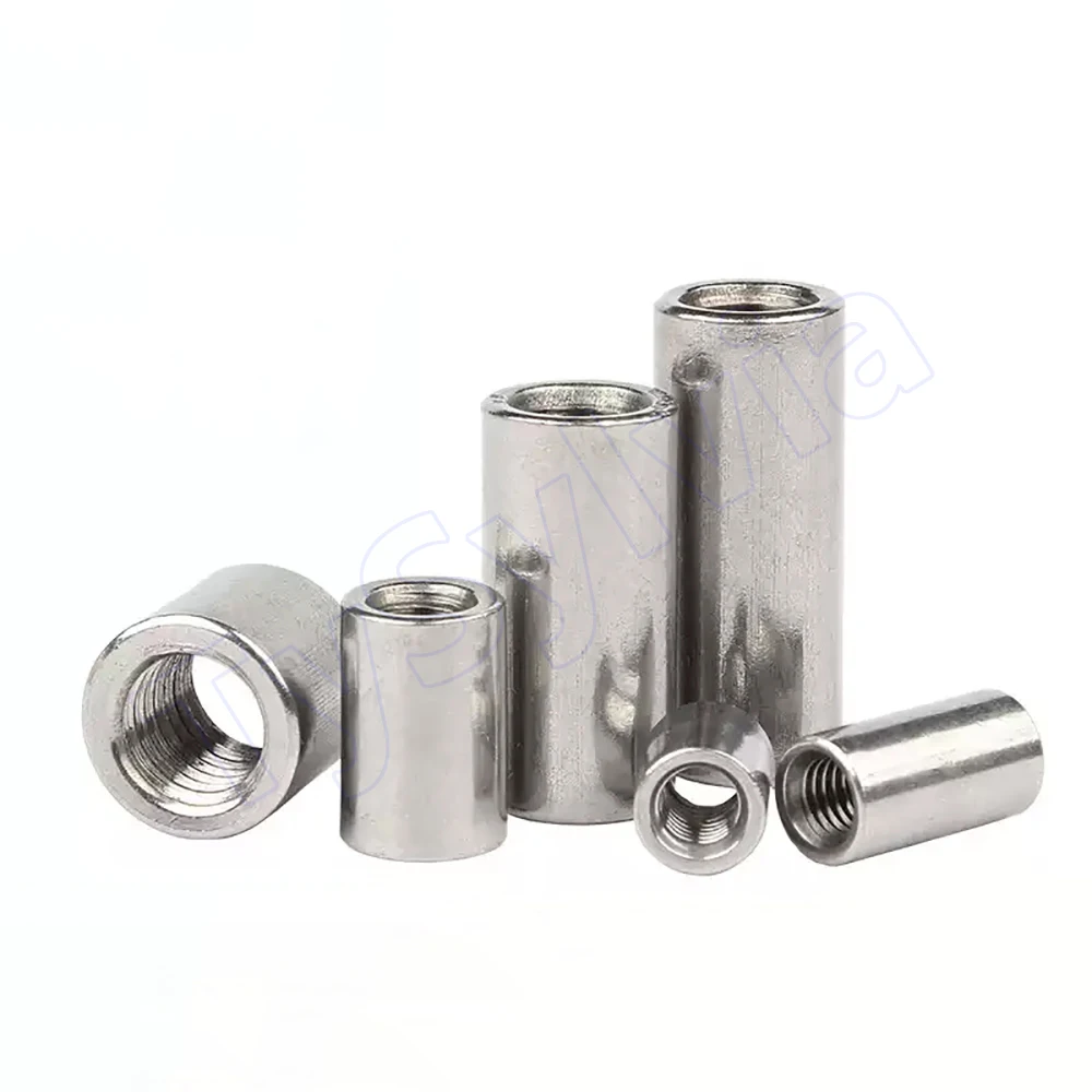 304 Stainless Steel Round Column Joint Coupling Nut M2 M2.5 M3 M4 M5 M6 M8 Extension Thicken Cylindrical Connect Screw Nut
