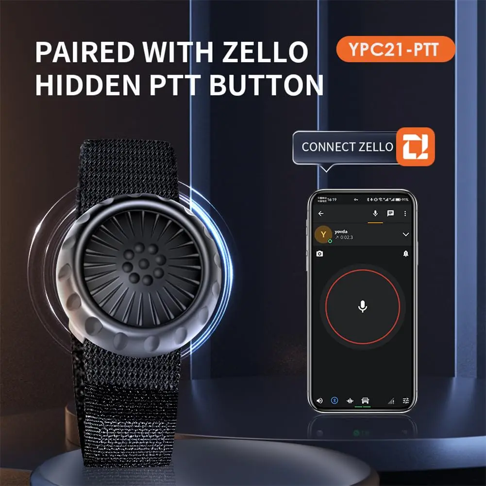 Wireless PTT Button Switch Controller Compatible For Zello Voice Intercom Bluetoothcompatible Button (Without Battery)