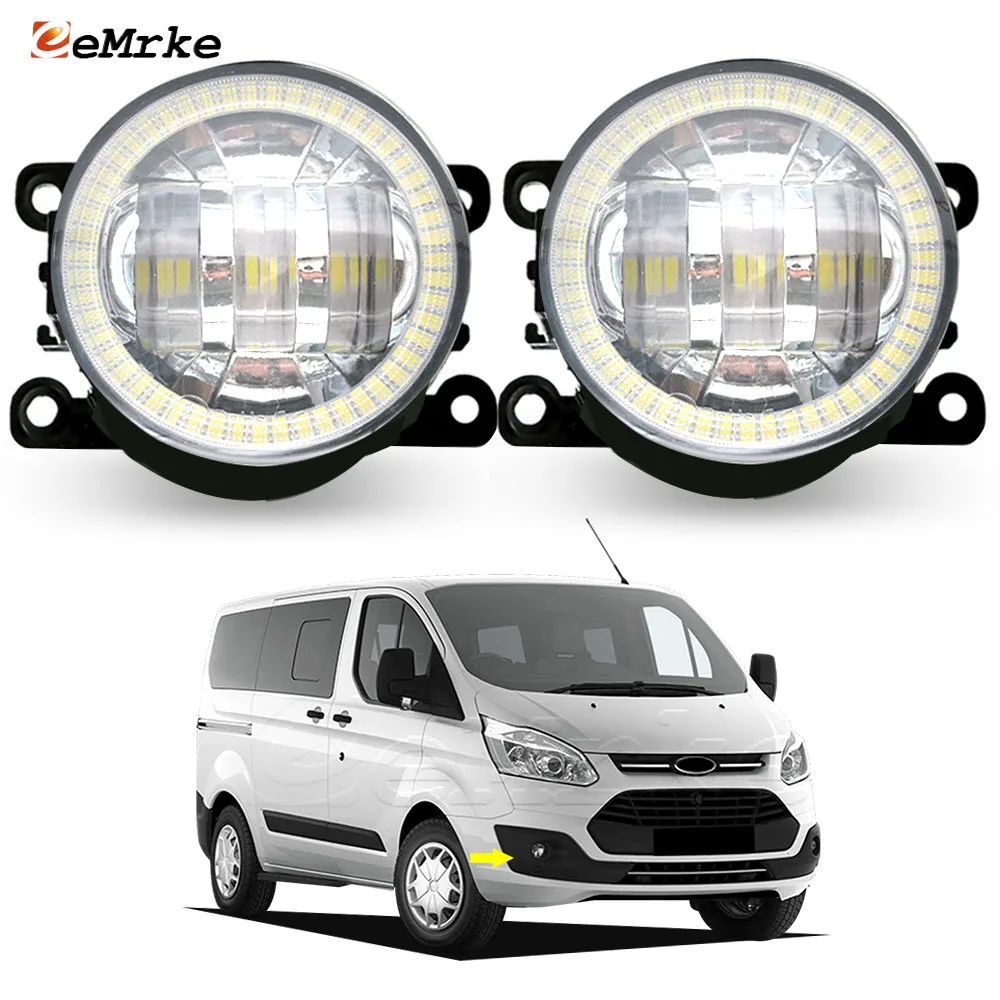 Upgrade Led Fog Lights for Ford Tourneo Transit Custom 2012 2013 2014 2015 2016 2017 Lens Angel Eyes DRL Daytime Running Lamp