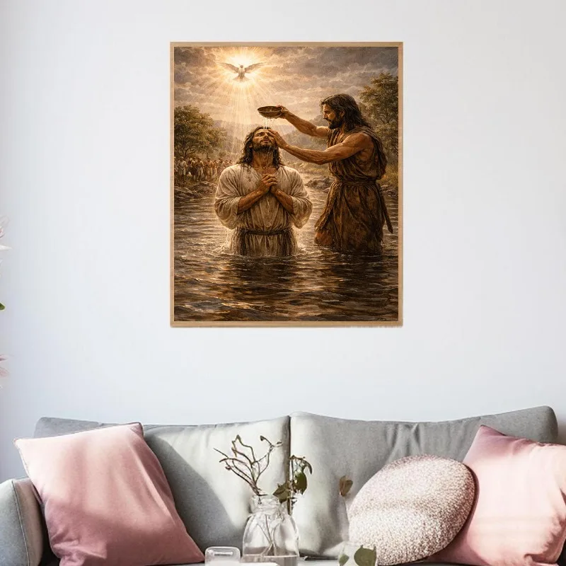 Christian Poster Set Biblical Art Print Moses Ten Commandments Nativity Star, Rio Sunset Jesus Crucifixion Wall Decor for Home