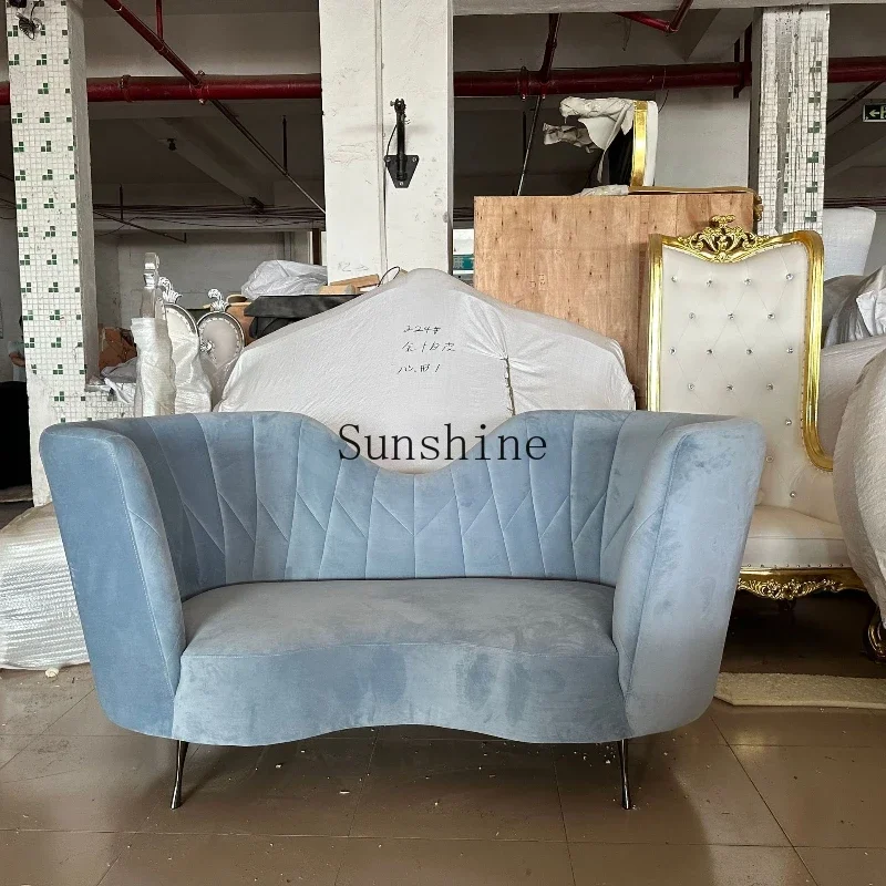 Light luxury fabric three-person curved sofa creative sofa leisure  FT