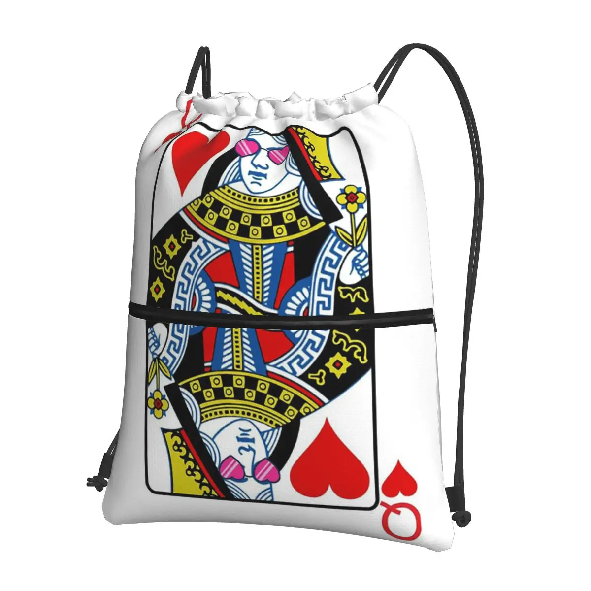 

Casino Nights Red Queen Of Hearts Backpacks Multi-function Drawstring Bundle Pocket Storage Bag Book Bags for Travel School