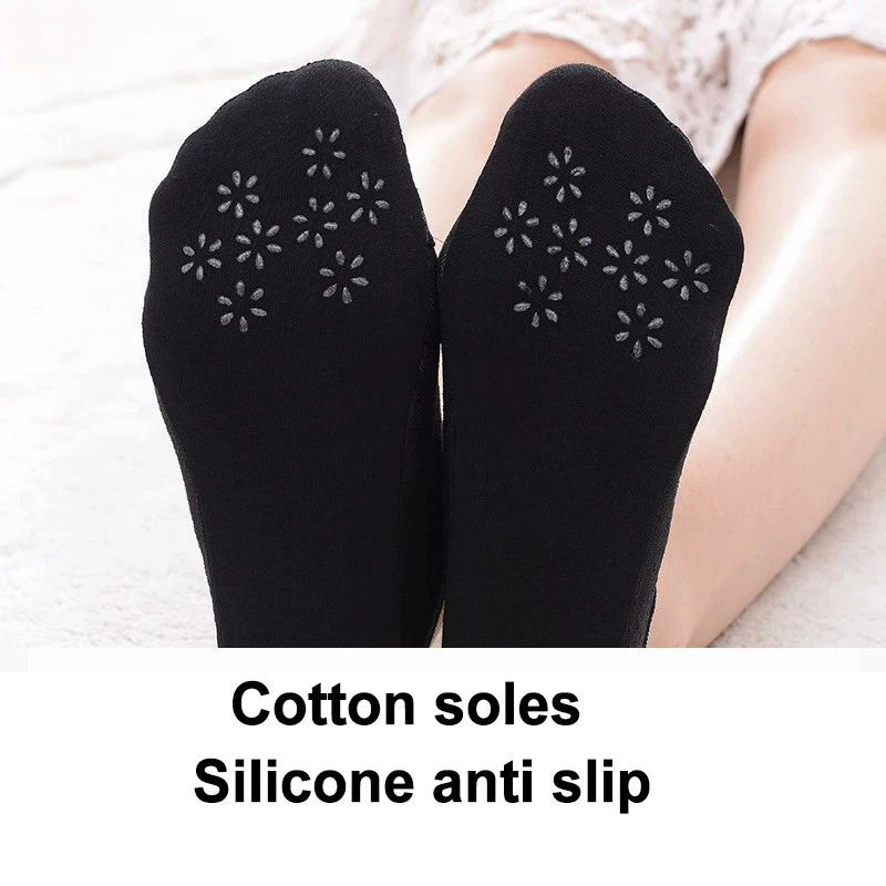 1/5 Pairs Women Lace Boat Socks Solid Color Shallow Bottom Cotton Summer Thin Breathable Silicone Anti Slip Invisible Socks image 3